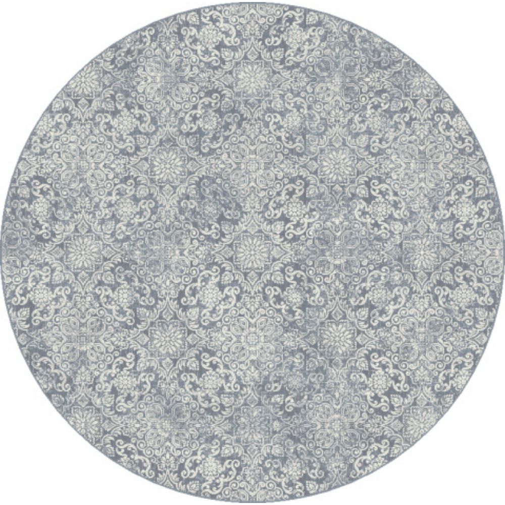 Dynamic Rugs 57162-4666 Ancient Garden 5.3 Ft. X 5.3 Ft. Round Rug in Light Blue